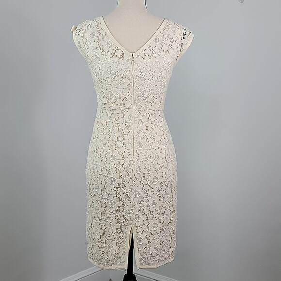 Nanette Lepore Crocheted Lace Sheath Midi Dress in Ivory Cream Size 0 - Picture 6 of 16